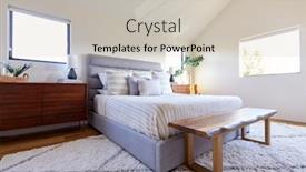  Presentation with bedroom modern - Slide deck featuring interior-shot-of-stylish-modern background and a soft green colored foreground