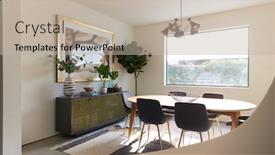  Presentation with dining - Amazing slide deck having interior-shot-of-stylish-modern backdrop and a mint green colored foreground