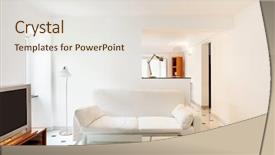  Presentation with living room - Slide set featuring interior small apartment living room background and a lemonade colored foreground