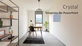  Presentation with minimalist - Presentation theme consisting of interior-study-or-home-office background and a soft green colored foreground