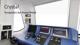  Presentation with train - Audience pleasing PPT theme consisting of interior of a train operator' backdrop and a  colored foreground