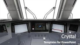  Presentation with train - PPT theme enhanced with interior of a train operator' background and a gray colored foreground