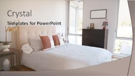  Presentation with interior - Audience pleasing theme consisting of interior-view-of-beautiful-bedroom backdrop and a soft green colored foreground