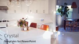  Presentation with kitchen - Presentation theme having interior-view-of-beautiful-kitchen background and a sky blue colored foreground