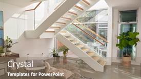  Presentation with new home - PPT layouts featuring interior-view-of-beautiful-living background and a coral colored foreground