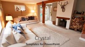  Presentation with lounge - Presentation design consisting of interior-view-of-beautiful-lounge background and a coral colored foreground