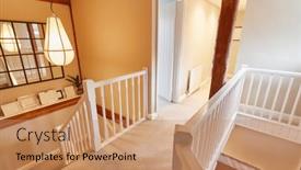  Presentation with stairs - Beautiful PPT theme featuring interior-view-of-beautiful-stairs backdrop and a coral colored foreground