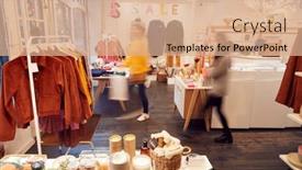  Presentation with customers - Cool new PPT layouts with interior-view-of-clothing backdrop and a coral colored foreground