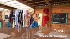  Presentation with glamping - Presentation with communal room on glamping background and a coral colored foreground