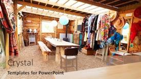  Presentation with glamping - Colorful presentation theme enhanced with communal room on glamping backdrop and a coral colored foreground