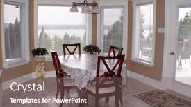  Presentation with interior - Presentation consisting of interior-view-of-diningroom background and a violet colored foreground