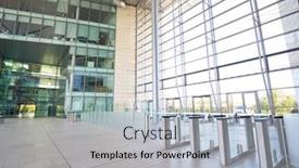  Presentation with lobby - Presentation having interior-view-of-modern-office background and a light gray colored foreground