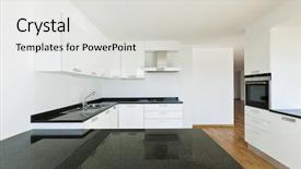  Presentation with apartment - Presentation theme enhanced with interior view of the kitchen background and a light gray colored foreground