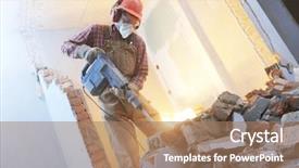  Presentation with vintage interior brick wall - Theme having interior wall worker with demolition background and a coral colored foreground