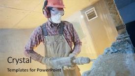  Presentation with interior - Theme consisting of interior wall worker with demolition background and a coral colored foreground