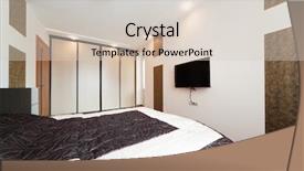  Presentation with bedroom modern - PPT theme with interior wardrobe - beautiful wide bed background and a soft green colored foreground