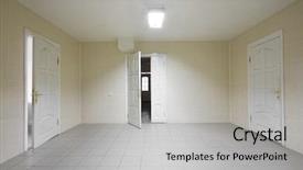  Presentation with hospital acquire infection control and prevention - Presentation design featuring interior wardrobe - empty hospital hall background and a light gray colored foreground