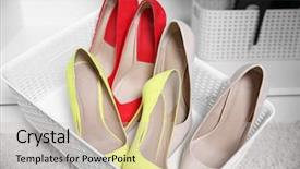  Presentation with high throughput satellite - PPT theme having interior wardrobe - female high heel shoes background and a light gray colored foreground