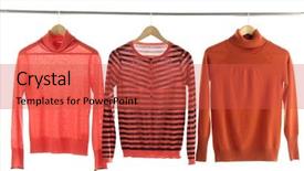  Presentation with fashion show - PPT theme with interior wardrobe - red fashion clothing on hangers background and a  colored foreground
