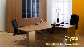  Presentation with leather craft work table - Amazing slide deck having interior wardrobe - table and leather chairs backdrop and a  colored foreground
