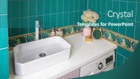  Presentation with toilet - PPT theme enhanced with interior-washbasin-in-the-toilet background and a ocean colored foreground