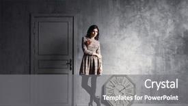  Presentation with vintage clock - Presentation featuring interior with a vintage clock background and a gray colored foreground