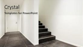  Presentation with modern black and white trees - Presentation design having interior with black stair case background and a soft green colored foreground