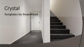  Presentation with architecture - PPT theme consisting of interior with black stair case background and a light gray colored foreground