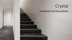  Presentation with modern black and white trees - PPT theme having interior with black stair case background and a light gray colored foreground