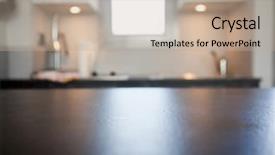  Presentation with desk - Theme with interior with empty desk space background and a coral colored foreground