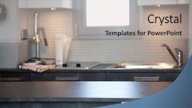  Presentation with interior - PPT theme enhanced with interior with empty desk space background and a light gray colored foreground