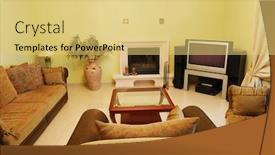  Presentation with movie theater - Colorful PPT theme enhanced with interior-with-home-movie-theater backdrop and a yellow colored foreground