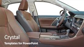  Presentation with seat belt in car safety - Presentation theme consisting of interior with leather seats blank background and a gray colored foreground