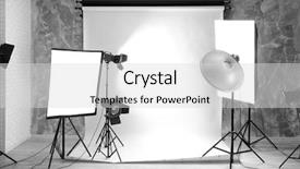  Presentation with professional audio studio - Presentation design with interior with professional lighting equipment background and a  colored foreground