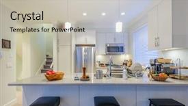  Presentation with kitchen appliance - Slide deck consisting of interior with stainless steel appliance background and a soft green colored foreground