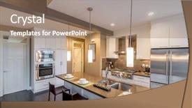  Presentation with home appliances - Slides with interior with stainless steel appliances background and a coral colored foreground