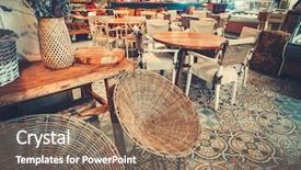  Presentation with simple food - PPT theme with interior with wooden provance furniture background and a coral colored foreground