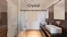  Presentation with apartment - PPT theme featuring interiors of new apartment bathroom tiled walls background and a mint green colored foreground