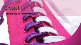  Presentation with sewing process close up - Slide deck with interlace - process of tying shoelace close-up background and a coral colored foreground