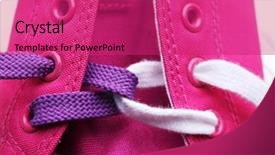  Presentation with process - Cool new PPT theme with interlace - process of tying shoelace close-up backdrop and a violet colored foreground