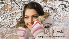  Presentation with smiling little girl - Presentation design with interlace - smiling girl among interlacement background and a  colored foreground