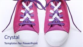  Presentation with sneakers - PPT theme with interlace - sneakers with tying shoelaces close-up background and a sky blue colored foreground