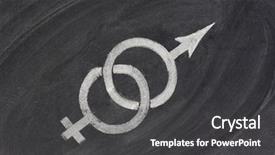  Presentation with equal opportunity - Colorful slide deck enhanced with interlaced gender symbols pulling backdrop and a dark gray colored foreground