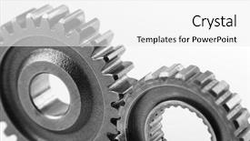  Presentation with gears - Cool new presentation theme with metallic bonding - closeup of two metal cog backdrop and a white colored foreground