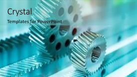  Presentation with 3d printer metal - Presentation design featuring metallic bonding - metal cog gears background and a seafoam green colored foreground
