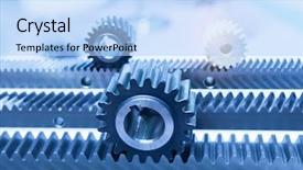  Presentation with animated gears - Audience pleasing slide set consisting of mechanical strenght - metal cog gears backdrop and a sky blue colored foreground