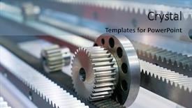  Presentation with blue gears engineering technology backdrop - Colorful presentation theme enhanced with mechanical strenght - metal cog gears backdrop and a teal colored foreground