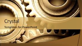  Presentation with three step - Presentation theme enhanced with three steel gears joining together background and a yellow colored foreground