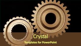  Presentation with industry sprockets cogwheels and bearing - Beautiful presentation featuring background mechanism - two cogwheels together on dark backdrop and a tawny brown colored foreground