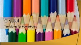  Presentation with colored pencils - Cool new PPT layouts with interlocking - close-up of colored pencils arranged backdrop and a  colored foreground